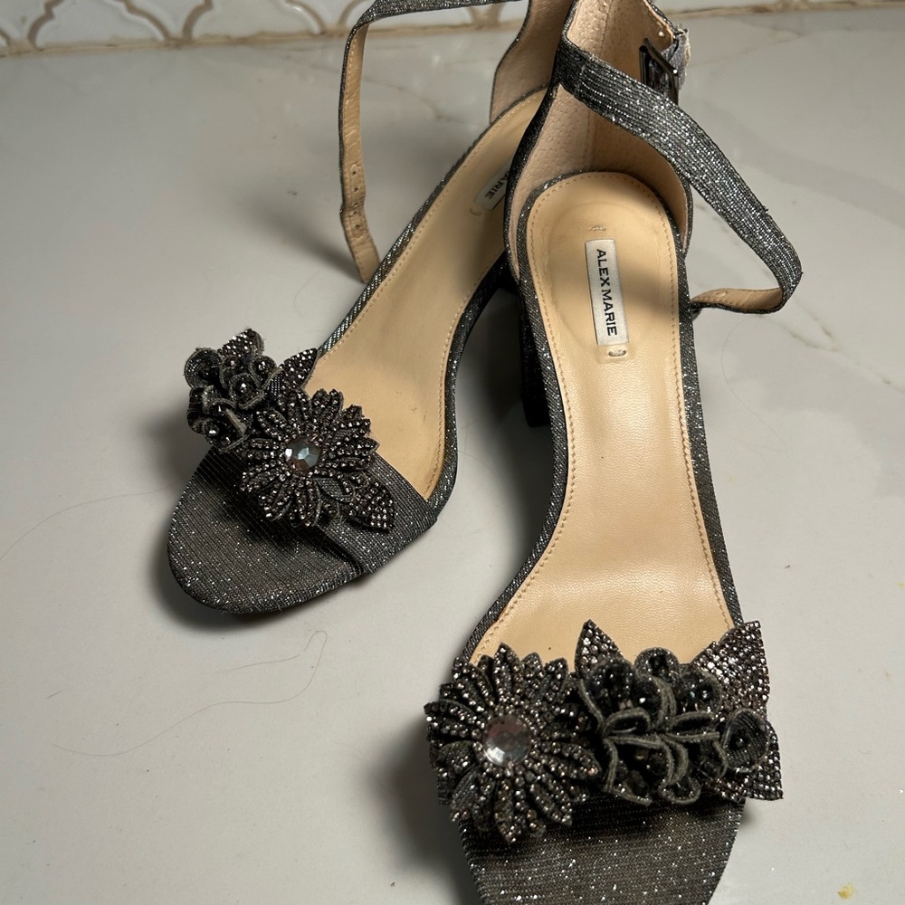 Alex Marie Glittering Black Beaded Heels